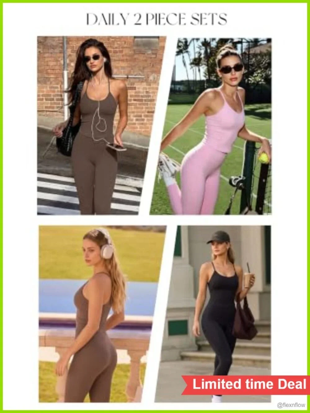 Two Piece Workout Set Sports Bra High Waisted Leggings Padded Scrunch